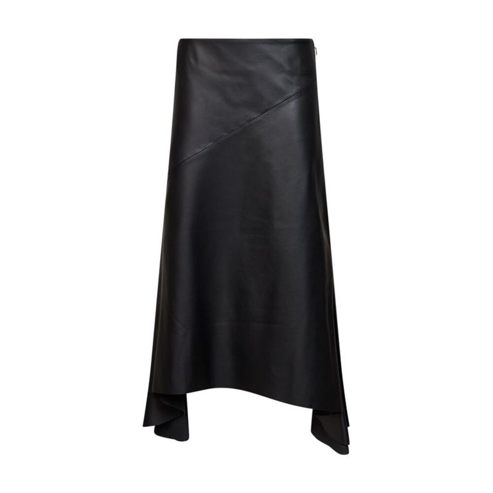 Mugler Women Black Nappa Leather Asymmetric Skirt